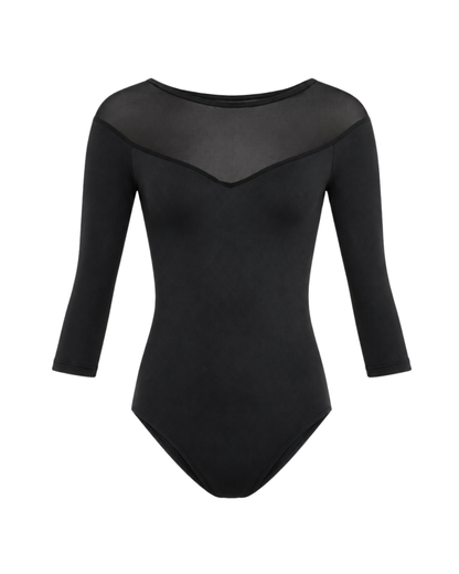 Mesh Scoop Back 3/4 Sleeve Leotard