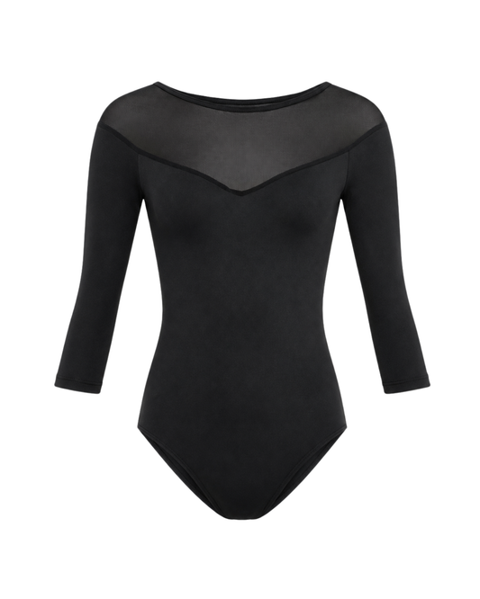 Mesh Scoop Back 3/4 Sleeve Leotard