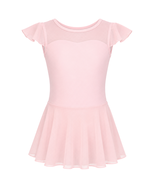 Mesh Sweetheart Flutter Sleeve Dress
