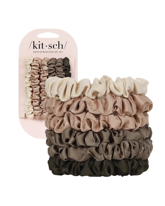 Satin Scrunchies 6pc - Eucalyptus