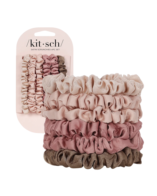 Satin Scrunchies 6pc - Terracotta